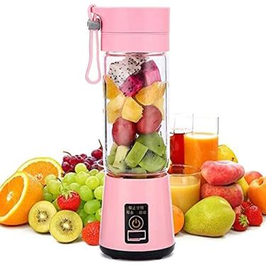 Imagem de Mini Liquidificador 380ml portátil USB Juicer Cup Handheld recarregável Fruit Maker liquidificador 6 lâminas (cor de rosa)