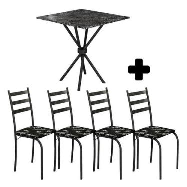 Imagem de Conjunto Sala De Jantar Egeo 75 Cm Com 4 Cadeiras Preto Shop Jm