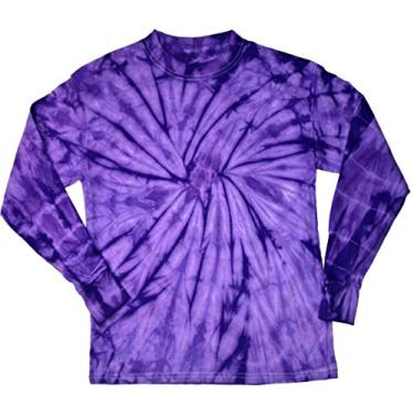 Imagem de Colortone Camiseta de manga comprida tie dye para jovens e adultos, Aranha, roxo, Kids 10-12 (MD)