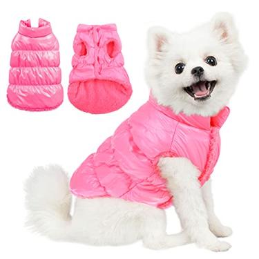 Imagem de AOFITEE Casaco de inverno para cães, jaqueta impermeável para cães, casaco quente para cães pequenos, jaqueta acolchoada de lã para cães, roupa de neve à prova de vento, jaqueta de neve masculina