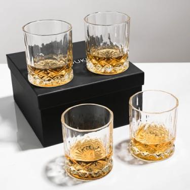 Imagem de SIYOUKI Conjunto de copos Crystal Whisky 325 ml, Old Fashioned Rocks Barware Lowball Vidro para Bourbon, Whisky escocês, coquetéis, conhaque, bebidas alcoólicas, presente masculino (pacote com 4)