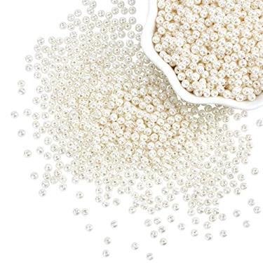 Imagem de PH PandaHall 2300 peças contas de vidro pérola 3 mm pequenas contas espaçadoras redondas soltas pérolas imitação de pérolas para brinco, colar, pulseira, corrente de cintura, acessório de cabelo para remoção de ervas daninhas, luvas de vail vestidos, furo de 0,7 ~ 1,1 mm