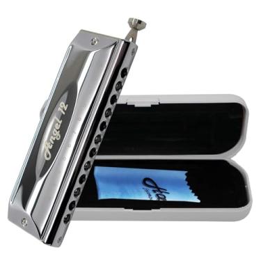 Imagem de Harmo Angel 12 Chromatic Harmonica Key of C - Órgão de boca de 12 furos com controle deslizante de precisão, palhetas de bronze fosforoso, adequado para todos os gêneros - Gaitas para iniciantes a