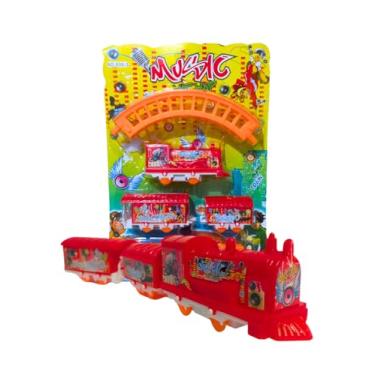Imagem de Trem Trenzinho Eletrico A Pilha Com Trilho Vagoes Locomotiva Brinquedo