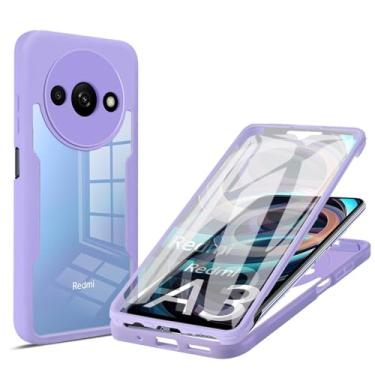 Imagem de MRRSIWEI Capa para Xiaomi Redmi A3, Protetor de Tela Embutido, À Prova de Choque de Grau Militar, Roxo Completo