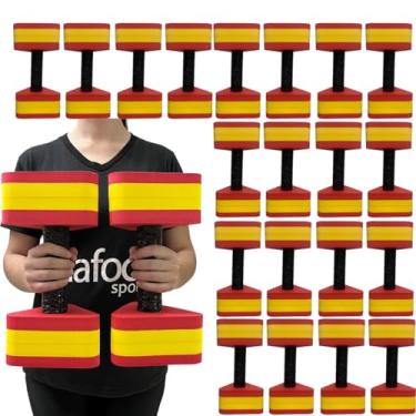 Imagem de Kit 10 Pares de Halteres Hidroginástica Em EVA 3 A 4 Kg DF4013-AM Vermelho/Amarelo Dafoca Sports