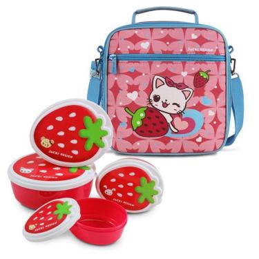 Imagem de Conjunto Lancheira Térmica Filhotinho E Pote Para Lanche De 4 Peças Salmão