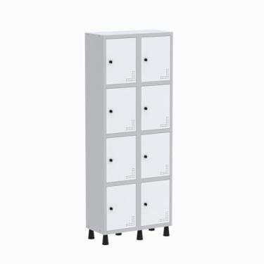 Imagem de Roupeiro Aço Light 2v 08 Portas Gr302/8 Cinza/Branco