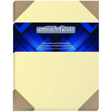 Imagem de 50 folhas de papel de capa de linho marfim nº 80 - 21,5 x 27,9 cm (8,5 x 11 polegadas) Carta padrão | Tamanho do folheto - Peso do cartão de 36 kg/libras - Acabamento texturizado de linho fino - Cartolina de qualidade