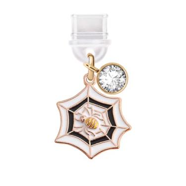 Imagem de ELISE & FONDA TP423 Tipo-C porta de carregamento USB plugue antipoeira Halloween teia aranha pingente de telefone celular para iPhone 15/Samsung/OnePlus/Xiaomi/oppo telefones Android (branco), approx.