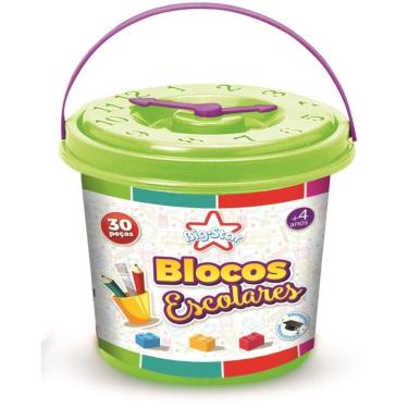 Imagem de Brinquedo Para Montar Balde Blocos Escolares 30 Peças