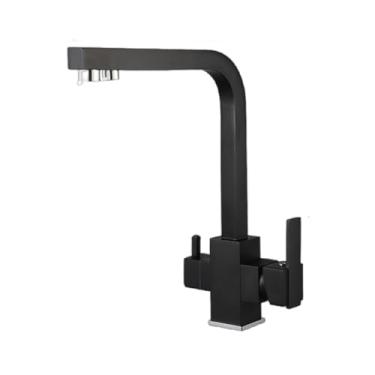 Imagem de Torneira de filtro para cozinha, preto, dourado, escovado, misturador de cozinha, rotação 360, torneira de pia para beber, purificação de água, torneira para cozinha, A1024B, tamanho único