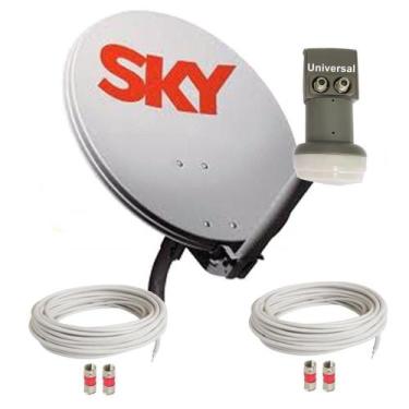 Imagem de Antena Banda KU  + LNB Duplo Universal + 2 Kits de Cabo - SKY