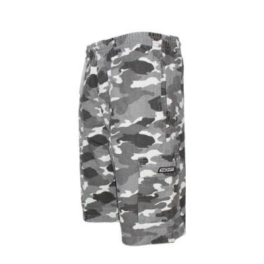 Imagem de Bermuda Sarja Brim Camuflada Militar Cargo 5 bolsos Cordão Elástico Ma