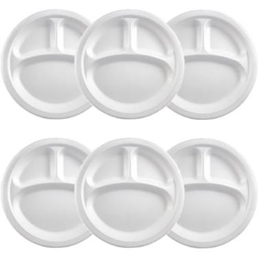 Imagem de Jogo 6 Pratos Melamina 21cm Petisqueira 3 Divisórias Porção - Fx