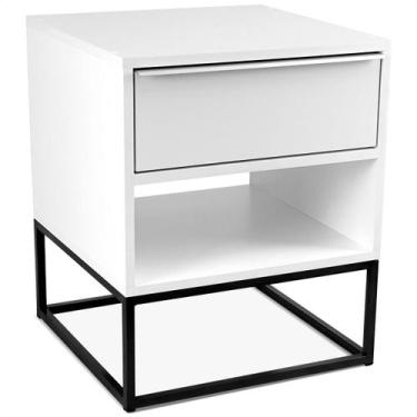 Imagem de Mesa de Cabeceira Lonova Quarto Design Industrial Aço e MDF com Gaveta