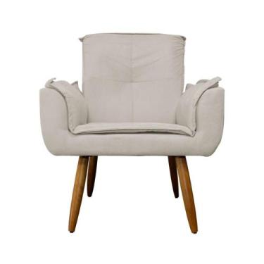 Imagem de Poltrona Estofada Para Sala de Estar Emília Plus Suede Bege - LM DECOR