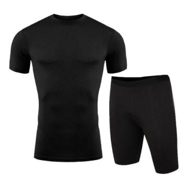 Imagem de Conjunto térmico segunda pele masculino proteção UV50+ camisa e bermud