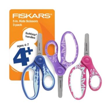 Imagem de Tesoura infantil Fiskars softgrip com pontas soltas, 12,7 cm, pacote com 3, pacote com várias