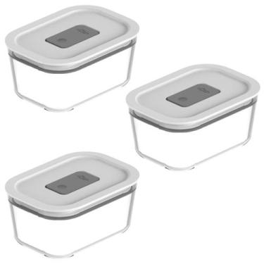 Imagem de Conjunto 3 Potes  370ml  Herméticos Fresh LockGeladeira Cozinha Microo