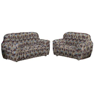 Imagem de Capa de sofa 3x2 lugares estampada resistente Padrao Malha gel 21 elas