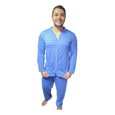 Imagem de Pijama Masculino de Inverno Manga Comprida com Botões Calça - PIJAMAS 