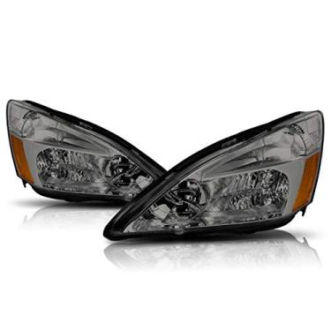Imagem de PM PERFORMOTOR PMHL-HACC-0307-OH-SA Carcaça fumada âmbar canto par de faróis de substituição compatível com Honda Accord 2003-2007