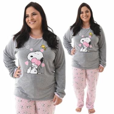 Imagem de Pijama Feminino Plus Size Longo Inverno Frio Blusa e Calça - Prikéta P