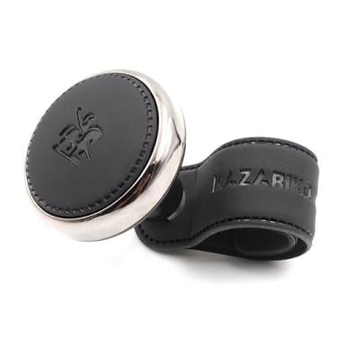 Imagem de KAZARIKO Maçaneta giratória de volante, alça de couro, acessório giratório para carros, caminhões, barcos, tratores (preto)