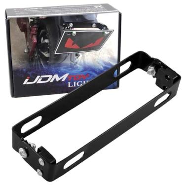 Imagem de iJDMTOY Suporte de suporte de placa de licença de alumínio ajustável com ângulo de 180 graus compatível com motocicleta, bicicleta, quadriciclo e bicicleta suja