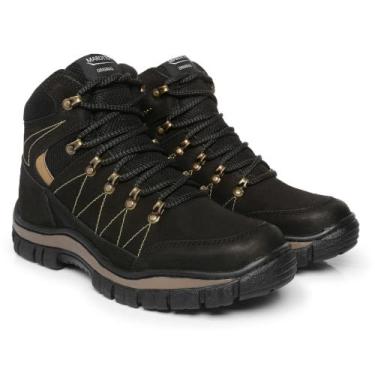 Imagem de Bota Adventure Masculina Couro Cano Médio Sola Tratorada Cadarço Moda 