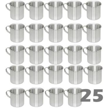 Imagem de Jogo 25 Canecas De Alumínio Polido Resistente com Alça 300ML - OkaySho