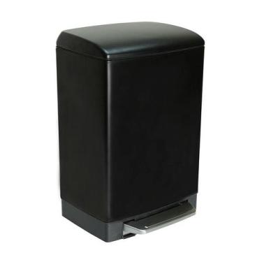 Imagem de Lixeira Retangular Preto Matte C/ Pedal 12 Litros Solo