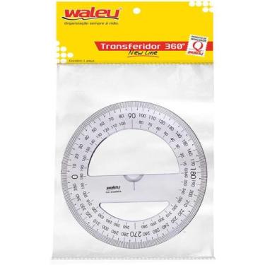 Imagem de Transferidor Poliestireno 360 Graus Cristal - Planeta Brinquedos