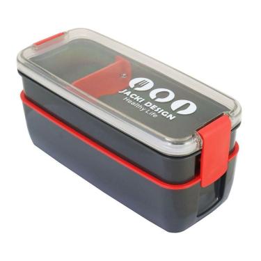 Imagem de Pote Marmita De 2 Andares 750ml - Vibe Preto - Preto