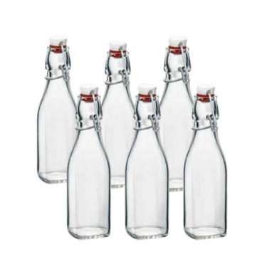 Imagem de  Kit 6 Garrafas Vidro com Tampa Hermética 250ml Bormioli Rocco