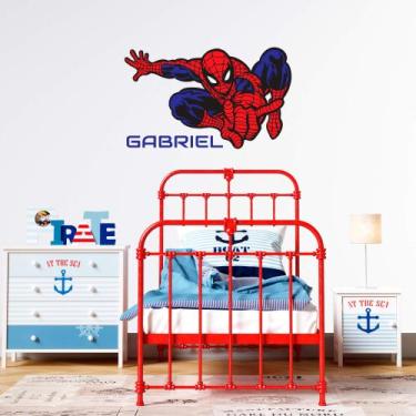 Imagem de Adesivo de Parede Homem Aranha Nome Personalizado Decoração Quarto Men