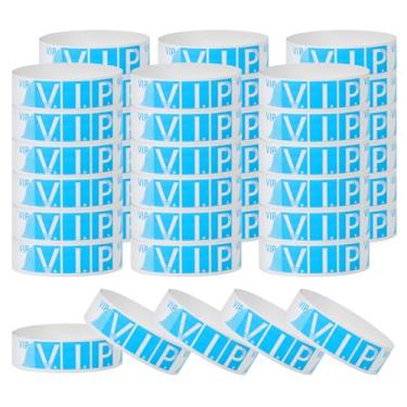 Imagem de PATIKIL Pulseiras de papel VIP para eventos, pacote com 600 pulseiras neon para festa, pulseiras coloridas à prova d'água para identificação de concerto, pulseiras de mão para entrada de bar azul