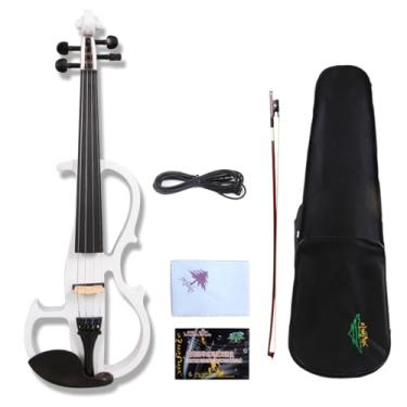 Imagem de Yinfente Viola elétrica de 16 polegadas de madeira maciça com diapasão de violação de ébano, queixo, pinos de viola, laço para viola, voila preta silenciosa para profissionais ou principiantes para