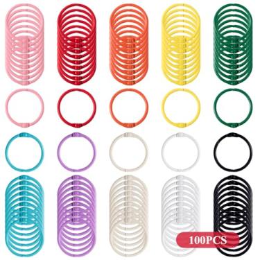 Imagem de Anéis de fichário coloridos de 3 cm - 100 peças de anéis de papel para livros, clipes para fichas, chaveiros, anéis de cartão, anéis de metal para escola, casa ou escritório