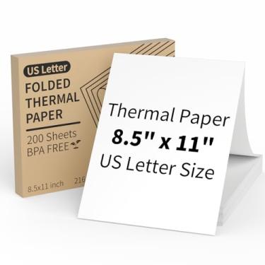 Imagem de MFLABEL Papel térmico para impressora térmica 20 x 28 cm, tamanho carta dos EUA, papel térmico A4 para impressora portátil, papel térmico dobrado de secagem rápida, compatível com a maioria das