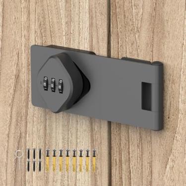 Imagem de Fechadura de ferrolho com senha de gabinete, trava de portão sem chave, fechadura de combinação de 3 dígitos, trava de porta de celeiro deslizante para portas pequenas, armários, porta de celeiro,