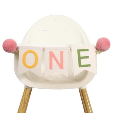 Imagem de Banner feito à mão Boho One Highchair - Decorações de festa de 1º aniversário boêmia, bandeira de feltro bandeira quadrada para quarto de bebê, guirlanda de feliz aniversário, adereços para fotos e