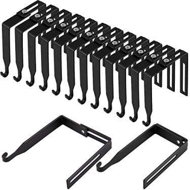 Imagem de Ganchos de cubículo ajustáveis Conjunto de cabides de divisória universal ganchos de cubo de metal preto gancho de espelho de porta, ajustados para caber painéis com 3,5 cm a 8,5 cm de espessura para quadro branco de escritório (12)