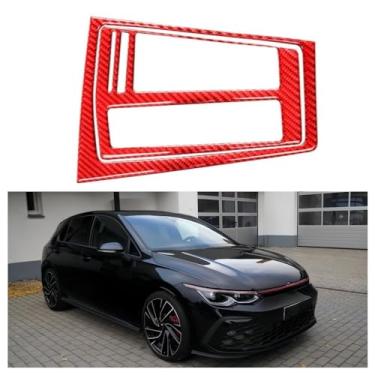 Imagem de IKUESM compatível com Volkswagen Golf 8 MK8 2020 2021 Adesivo de acabamento do painel de mudança de marcha automático de fibra de carbono Moldura decorativa Acessórios interiores do carro(RED-D)