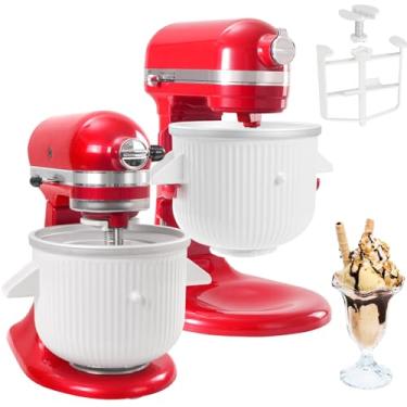Imagem de MEILEYII acessório de sorveteira para batedeira kitchenaid, compatível com kitchen aid 4,5 qt e batedeira maior, iogurte congelado de 2 litros - fabricante de sorvete e sorvete