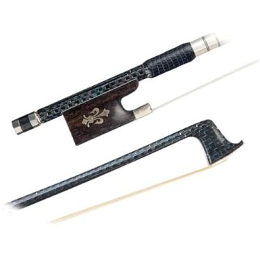 Imagem de Arco de violino de fibra de carbono 4/4 haste redonda sapo de ébano tamanho completo adequado para desempenho profissional Arco violino prático