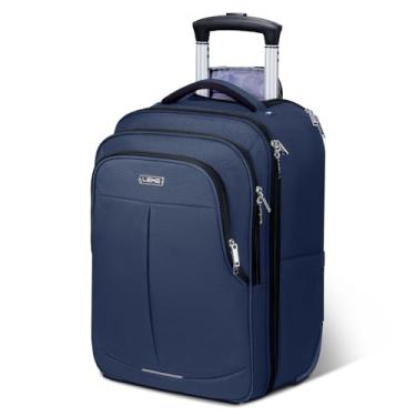 Imagem de Lekespring Mochila de Rodinhas para Adultos, Mochila de Mão Impermeável de 43 cm com Rodas, Bagagem de Mão, Azul Marinho Médio, Azul