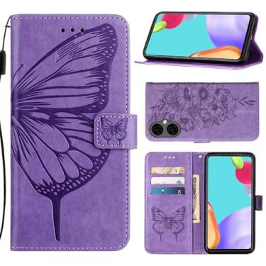 Imagem de Covthch Capa para celular BLU G64 BLU G64 BLU G64 BLU G64 G1010WW 2024 6,8 polegadas [carteira de couro magnética borboleta com suporte para cartão de crédito] - Roxo