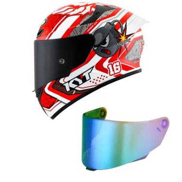 Imagem de Capacete Kyt Tt Course Super Mario Vermelho Mais Viseira Camaleão